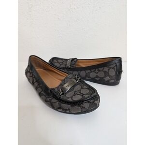 Coach A01918 Olive Signature Monogram Loafers Black & Gray 7.5 Shoes Womens Work